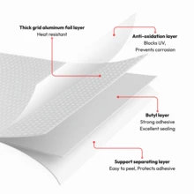 3m/5m/10m 丁基胶带防水密封胶带，升级版铝箔胶带重型适用于房车维修、遮阳篷、窗户、玻璃和 EDPM 屋顶漏水修补、船舶和管道密封，银色，泄漏修复防水铝橡胶胶带，耐热和耐寒温度铝箔胶带，非常适合密封漏水 - 彩色 - 查看 5