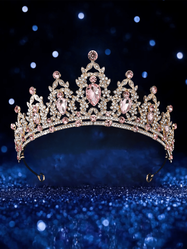 1pc Elegant Gold Princess Tiara Headpiece, Decorative Headband Crown For Women, Suitable For Ball, Birthday Party, Adult Wedding, Bridal Photoshoot, Alloy Crystal Bride Crown, Party Accessories, Cosplay Prop