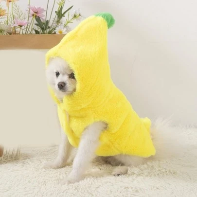 1PC Banana Fruit-Shaped Pet Clothing, Autumn And Winter Pet-Themed Party Outfits, Pet Costume For Photoshoots, Funny Pet Costumes