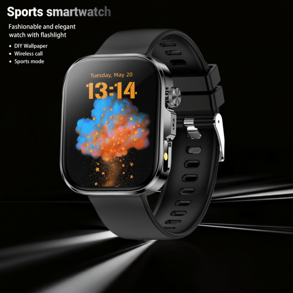 1pc Smart Watch With Silicone Strap, Unisex Sports Smartwatch With Pedometer, Calorie Tracking, Multi-Sport Modes, Distance Tracking, Music Control, Remote Camera, Wireless Call, Customizable Dial, Information Reminder, Alarm, Weather, 2.01" Full Touch Screen Compatible With IOS And Android Smartphones