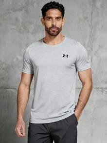 Under Armour Camiseta de secado rápido para hombre, color gris, para fitness, running, fitness y ocio, suave, ajustada, ligera, transpirable, de manga corta, cuello redondo, para entrenamiento, Vanish Seamless SS 1382801-100