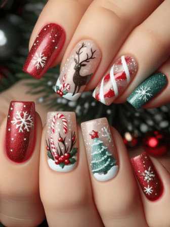 Christmas Nails Cute Nails Santa Claus Christmas Tree Fall Press On Nails