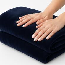 Microfiber Blanket Double And Queen Size Anti-Allergic Soft Extra Soft Flannel - Màu xanh hải quân - Xem 2