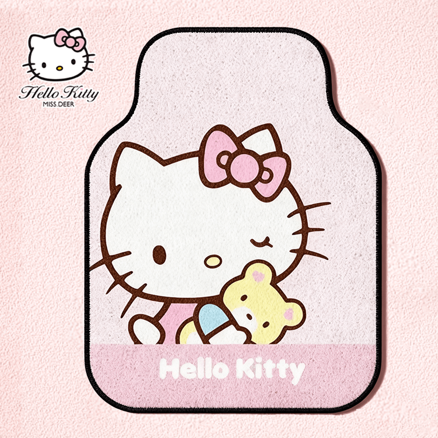 Hello Kitty Front Piece Silk Loop Car Floor Mat - Stylish, Practical, And Comfortable Car Floor Mat, Hello Kitty Themed Design For A Fun And Playful Look, Perfect For Protecting Car Floors, Fits Well With Original Car Interior, Suitable For Daily Use Or Special Occasions