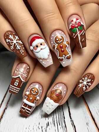 Christmas Nails Cute Nails Santa Claus Christmas Tree Fall Press On Nails