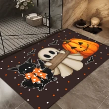 Kitchen Rug Set - 1 Piece Non-Slip Machine Washable Polyester Hallway Runner And Mat For Kitchen, Bathroom, Bedroom, Living Room - Indoor/Outdoor Decor Ghost And Pumpkin Design - Multicolor - View 7