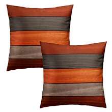 2 sztuki nowoczesnych, retro, brązowych, drewnianych, dekoracyjnych poszewek na poduszki z geometrycznym wzorem, miękkie i wygodne, poliestrowe poszewki na poduszki, poduszki dekoracyjne, zapięcie na zamek błyskawiczny, nadające się do prania w pralce, 45 x 45 cm, odpowiednie do wystroju domu, salonu, sofy, wezgłowia łóżka w sypialni, samochodu, biura i różnych pomieszczeń (wkładka do poduszki nie jest dołączona)