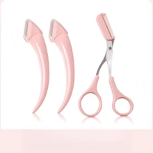 2件套修眉器套装，不锈钢弯头修眉刀，带梳子，适合任何肤质的美容工具，男女通用，价格实惠，可作为圣诞礼物、化妆品、化妆工具等。