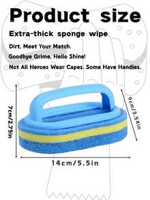 Long Handle Shower Scrubber With Ergonomic Grip - Extend Reach Bath Sponge For Tile Grout Cleaning, Bathtub & Bathroom Surfaces. Two-Tone Non-Scratch Scouring Pad, Ideal For Back Cleaning And Hard To Reach Areas, Kitchen Sink & Pot Cleaning Tool - Blue - View 6
