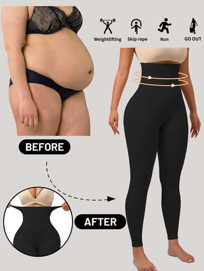 1Pc High-Waisted Control Slimming Yoga Pants, Tummy Shaping & Lifting, Elastic & Comfortable, Full Length Leggings Suitable For All Seasons Tights