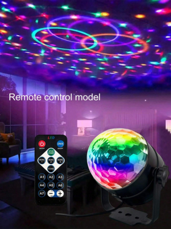 1件/Proiettore，现代几何USB供电迪斯科球灯 - 14颗LED变色水晶魔幻旋转球 - 可调节聚光灯，适用于客厅、家庭舞台娱乐、太空主题台面夜灯/闪烁室内DJ灯，USB供电，带遥控器，塑料材质，适合各种房间
