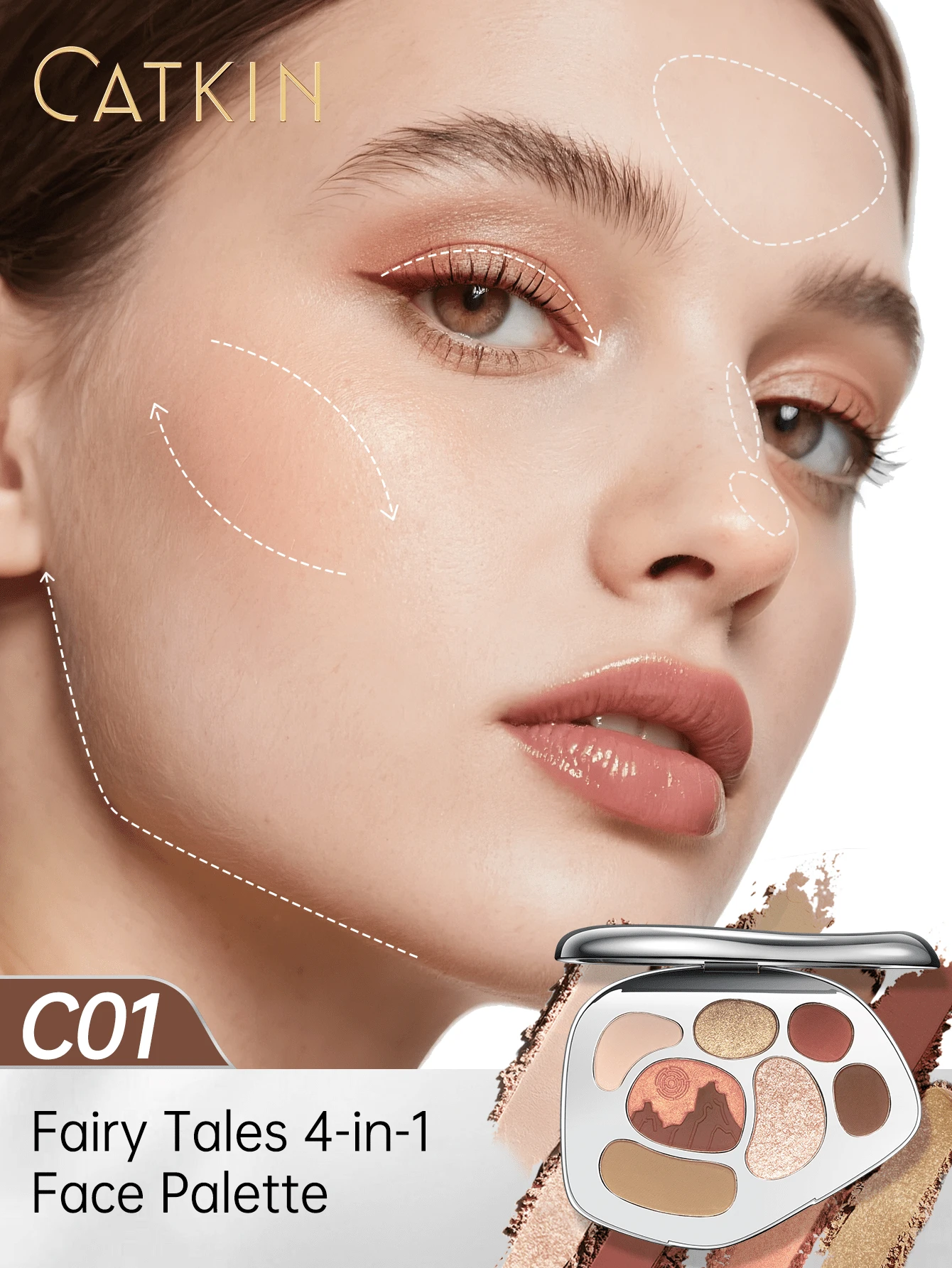 CATKIN Fairy Tale Makeup Palette, Neutral Matte, Metallic, Pearl Texture Makeup Palette C01 - C01 - 查看 1