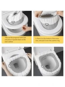 1 件舒适马桶坐垫，可洗针织马桶坐垫套 - 綠色 - 查看 4