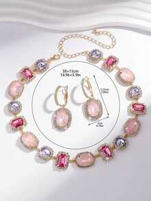 1 Set Multi-Color Gemstone Necklace Set, Accessory For Daily Wear, Party, Wedding Dress