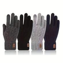 1 Pair Thickened Thermal Lined Knitted Gloves, Suitable For Both Men And Women During Autumn And Winter, Ideal For Driving, Cycling, Skiing, And Everyday Outdoor Activities, Making A Practical Small Gift For Holidays Or Birthdays. - Multicolor - View 3