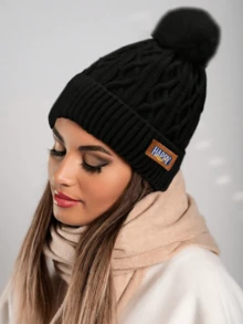 1pc Women's Thick Warm Wool Hat, Women's Winter Wool Pom Pom Knit Hat, Multi-Functional Thick Cold-Proof Hat - Black - View 7