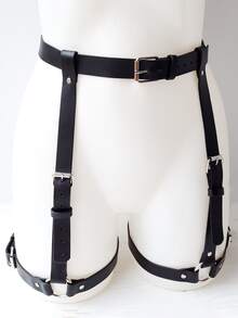 PU Leather Leg Harness And Butt Harness Fashion Leg Harness Leather Halloween Accessories Belt Adjustable - Black - View 1