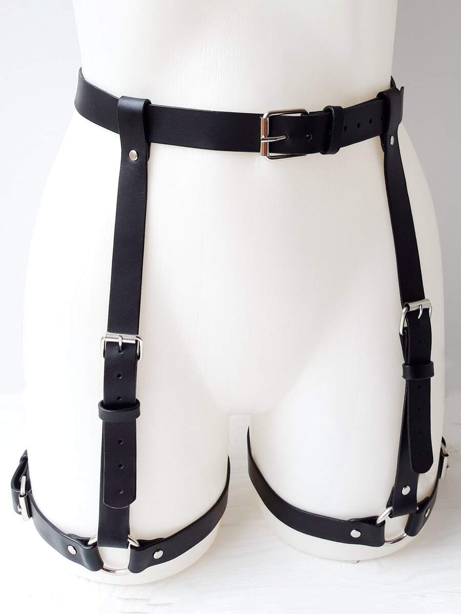 PU Leather Leg Harness And Butt Harness Fashion Leg Harness Leather Halloween Accessories Belt Adjustable - Black - View 1