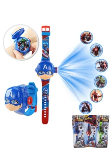 Marvel 漫威新款儿童投影手表，蜘蛛侠卡通手表，超级英雄卡通儿童手表，学生礼物。多种投影图案，翻盖设计，趣味电子手表。儿童礼物。精美纸板包装。数千种随机投影图案。图片未显示。