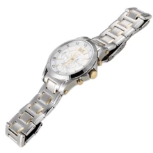 Seiko Herren Quarzuhr mit weißem Zifferblatt, 100M wasserdichtes Edelstahlarmband, Drei Zifferblätter, Business- und Freizeitstil SPC058J1