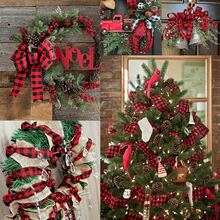 3 Rolls, Red-Toned Plaid Ribbon Christmas-Themed Red-And-Black Plaid Pattern Perfect For Gift Boxes, Staircases, Doors And Windows, Christmas Tree Decorations, And Craft Embellishments Home Decor Christmas Decorations Room Decor Winter