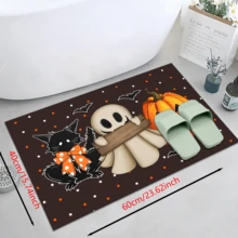 Kitchen Rug Set - 1 Piece Non-Slip Machine Washable Polyester Hallway Runner And Mat For Kitchen, Bathroom, Bedroom, Living Room - Indoor/Outdoor Decor Ghost And Pumpkin Design - Multicolor - View 14
