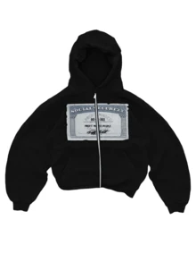 Zip Up Hoodie Unisex Y2k Oversized Graphic Hoodies Jackets Streetwear Vintage 2000s Emo Steetwear Outfits - 黑色 - 查看 4