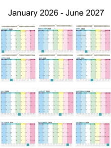 Calendario minimalista a gradiente di colori dal gennaio 2026 al giugno 2027, con un design fresco di fiori e alberi e un'ampia area di scrittura adatta per note, registrazioni e pianificazione di programmi, ideale per la casa e l'organizzazione. Carta spessa, spirale metallica rinforzata, design da appendere, minimalista ed elegante, aggiungendo un senso di design. - Pezzo unico - Visualizzare 3