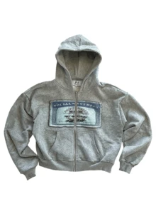 Zip Up Hoodie Unisex Y2k Oversized Graphic Hoodies Jackets Streetwear Vintage 2000s Emo Steetwear Outfits - 灰色 - 查看 3
