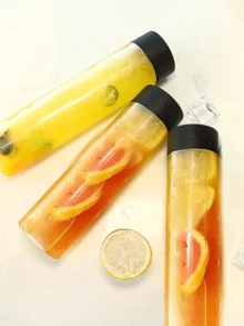 1/3/6/9pcs Transparent PET Plastic Juice Bottles With Black Caps - Reusable, Large Capacity Leak-Proof Beverage Containers, Plastic Sensory Bottles, Portable Drink Containers Suitable For Juice, Milk And Other Beverages, Clear Water Bottles, Ideal For Outdoor, Camping - Multicolor - View 7