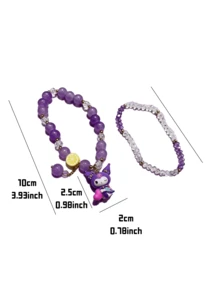 Sanrio Kuromi Purple Beaded Bracelet, Stylish Decor Accessory, Crystal Bead, Adorable Wear, Kuromi Charm, Gift For Enthusiasts, Casual Outfit, Special Events, Kawaii Style, Outfit Enhancer, High-Quality, Durable, Collectible, Unique Design, Ideal Gift, Beaded Jewelry, Sanrio Merchandise, Purple Aesthetic, Gift Ready