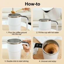 自动搅拌杯，1个304不锈钢杯身，ABS材质，带温度显示，USB充电，家用办公两用，节日礼物佳选，方便携带和清洗 - 彩色 - 查看 9