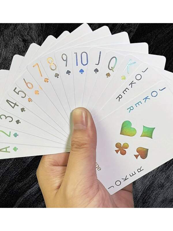 Hot Selling 55-Card Set Of Cool Laser Reflective Playing Cards - Suitable For Outdoor, Dormitory, Home, Christmas Gift, Party Entertainment Must-Have Choice