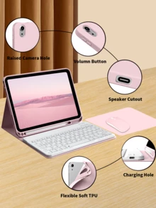 4-In-1 Keyboard Protective Case, Compatible With Samsung Galaxy Tab, IPad, Redmi Pad SE, Includes Detachable Wireless Bluetooth Keyboard (150mAh) And Mouse, Tablet Protective Case With Pen Slot