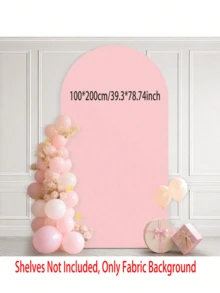 Pink Arched Backdrop Covering Cloth, 6 Feet, 6.6 Feet, 7.2 Feet, Baby Pink Wedding Arch Cover 2 Sides Spandex Laminated Fabric Arch Background, Party Background, Wedding Background Rite Decoration Arch Background Fabric Birthday Party Wedding Decoration Fabric (Shelves Not Included, Only Fabric Background) - Baby Pink - View 12
