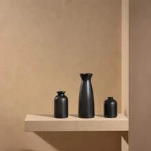 Set Of 3 Minimalist Black Ceramic Vases - Elegant Home Decor & Wedding Centerpiece - Modern Flower Vases Set - Romantic Gift Idea - màu đen - Xem 6
