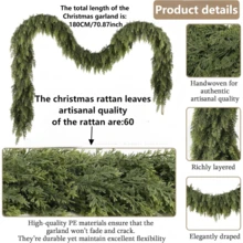 Doraeyun 1/3 pièces Couronne de feuilles de pin de Noël de 5,9 pi/180 cm et vigne de verdure artificielle en plastique : vigne de feuilles de cyprès simulées, plantes artificielles d'extérieur - parfait pour la décoration de Noël, la décoration de la maison/de la pièce/de la cuisine/du mur/de l'escalier, la décoration de la table à manger/du bureau, la décoration de la terrasse extérieure, la décoration de mariage et la décoration esthétique de la pièce pour les décorations de Noël