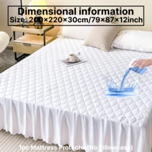 1 Stück wasserdichter Bettrock, Bettwäsche, hautfreundlicher Möbelüberzug, Halloween Dekoration, Herbst Dekoration, weicher und bequemer Bettrock für das Schlafzimmer, für alle Jahreszeiten, 30 cm Fallhöhe, kühlende, atmungsaktive gesteppte quadratische Gitterbettrock, für Queen, King, Twin und alle Größen, staubdicht, bequem und maschinenwaschbar