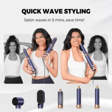 ATOPSKINS 2026 Upgraded 5-In-1 Hair Dryer Brush Set, Hot Air Styler,Professional Hair Styling Tool | 5 Detachable Heads + 3 Adjustable Temp Settings | Auto Curling + Multi-Styling | Frizz-Free, Anti-Static, Long-Lasting Hold & Airy Bangs/Layers - EU F Type Plug(220-240V) - View 6