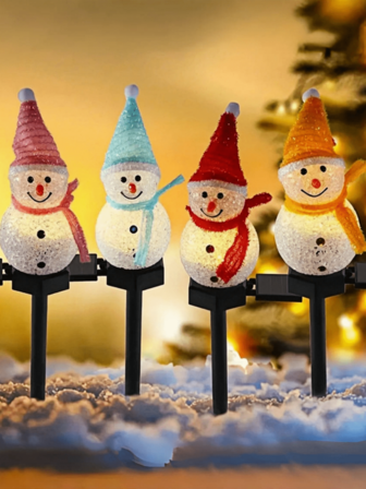 4 piezas de luces solares de muñeco de nieve navideño - Luces de hadas LED navideñas, a prueba de agua para exteriores, adecuadas para decoración navideña / jardín al aire libre / fiesta navideña / decoración festiva / regalo navideño / decoración del hogar / patio / acera / camino / iluminación del paisaje, decoración navideña popular al aire libre Luces de muñeco de nieve, también un exquisito regalo de Navidad Decoración navideña Decoración XMAS Decoración del árbol de Navidad Regalo Decoración Decoración de Acción de Gracias Boda Decoración del hogar Decoración de otoño Decoración de otoño Decoraciones de cumpleaños para regalos Suministros para fiestas Decoración interior y exterior Decoración de jardín Decoración de festivales Decoración de Halloween Decoración de pared Adornos de Halloween