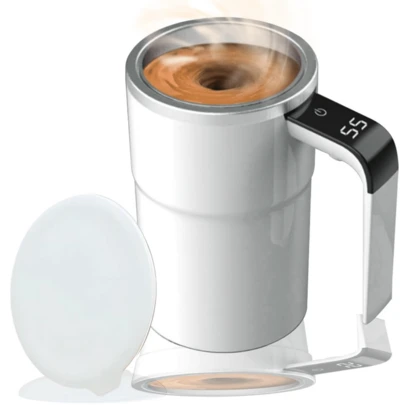 Portable Automatic Mixing Cup, Intelligent Covered Coffee Cup, Beverage Mixer, Travel Mug With Temperature Display, Car Cup, USB Rechargeable 150mAh Battery, Suitable For Milk, Chocolate, Mocha, Coffee