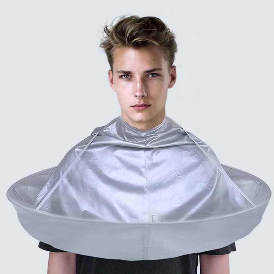 Adult Hair Cutting And Haircutting Cloth Cape Non Stick To Hair Household Hair Cutting Artifact Shawl Self Cutting Hair Apron Special 1pc - Grey - View 1