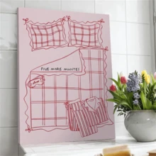 1 pieza Impresión "Cinco minutos talla grande", Impresión de pared sobre la cama, Impresión rosa "Quédate en la cama", Póster estético para dormitorio, Decoración de habitación universitaria femenina, Arte de pared para amantes del hogar, Sin marco - Artes de pared vintage sin marco