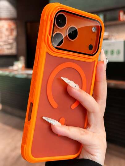 Luxury Lens Frame Bracket Stand Magnetic Phone Case Compatible With IPhone 17 Pro Max 17 16 15 14 Plus 13 12 Pro Max 11 Wireless Charge Shockproof Armor Bumper Clear Cover With Lens Glass