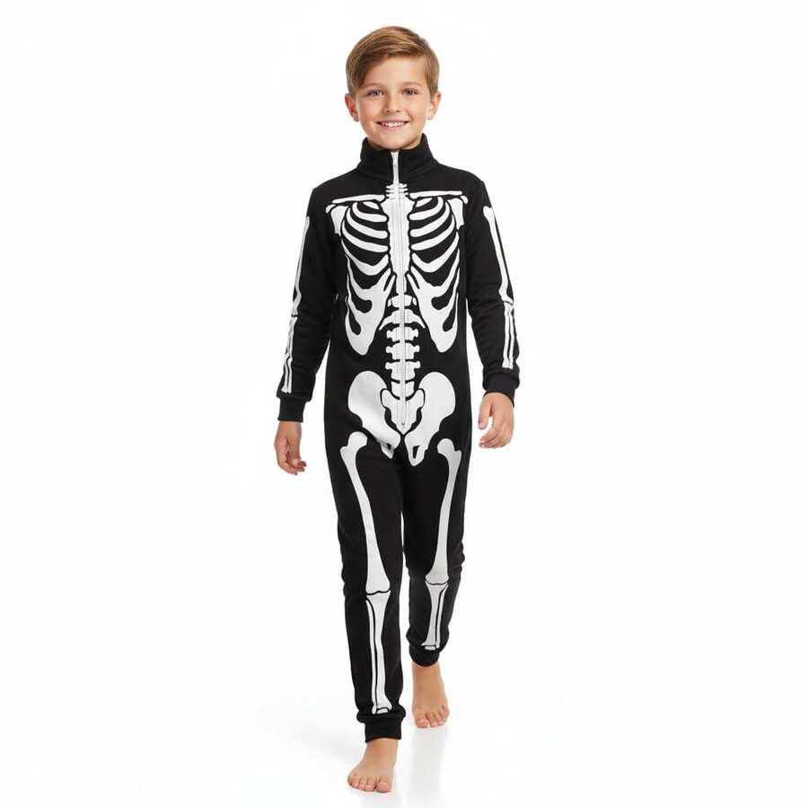 Mummy Costume, Full Body, Thick Unitard, Lycra - Black and White - View 1