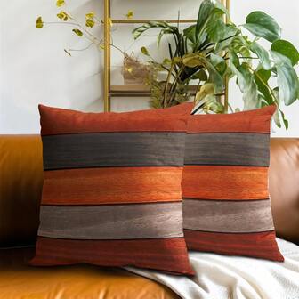 2 piezas Fundas de cojín decorativas con patrón geométrico de madera marrón retro moderno, suaves y cómodas de poliéster, cojines decorativos con cierre de cremallera, lavables a máquina, 45x45cm, adecuados para la decoración del hogar, sala de estar, dormitorio, cabecero, coche, oficina y diversas habitaciones (Inserto de cojín no incluido)