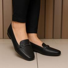 Women's Casual PU Leather Loafer Marisse Moccasin Shoes - 黑色 - 查看 1