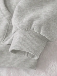 Sudadera con capucha gruesa para mujer de talla grande con estampado de letras de New York, de estilo casual y sencillo, adecuada para otoño/invierno - Gris Claro - Ver 3