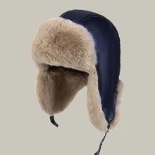 复古飞行员摩托车捕手帽，男女通用纯色加厚保暖内衬防风冬季帽