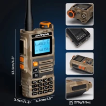 Baofeng K63 6W Powerful Tri-Band 1.25M VHF UHF FM Amateur Ham Two Way Radio Walkie Talkie - Negro - Ver 4